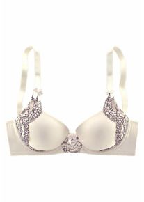 Lascana, Damen Schalen-BH mit zweifarbiger Jacquardspitze, Creme / Grau