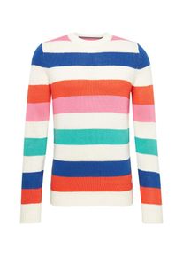 Tom Tailor Denim, Herren Pullover, Blau / Jade / Hellpink / Orangerot / Wei&szlig;