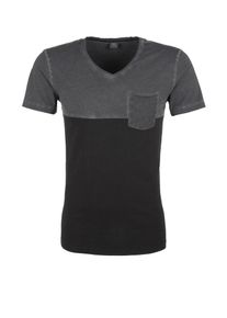 s.Oliver RED LABEL, Herren T-Shirt mit Colour Blocking, Anthrazit / Schwarz