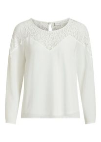 Vila, Damen Shirt 'VIBEKIDA LACE L/S TOP', Weiß