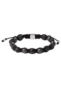 Fossil, Herren Armband 'Vintage', Silbergrau / Schwarz