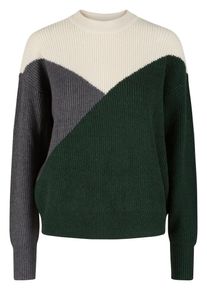 Y.A.S, Damen Pullover, Beige / Dunkelgrau / Dunkelgrün
