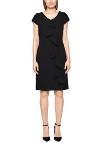 s.Oliver BLACK LABEL, Damen Crêpe-Kleid mit Volantbesatz, Schwarz