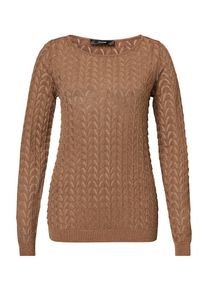 Hallhuber, Damen Pullover mit Ajourmuster, Braun