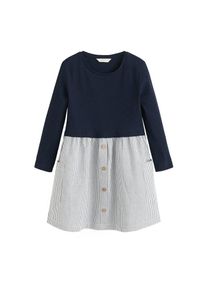 Mango Kids, Mädchen Kleid 'Berta4', Navy / Taubenblau / Weiß
