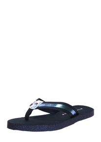 Tommy Hilfiger, Damen Slipper 'FLAT BEACH SANDAL IRIDESCENT', Dunkelblau
