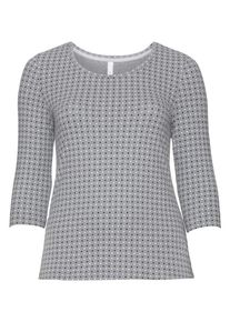 sheego Casual, Damen 3/4-Arm-Shirt, Hellgrau / Schwarz / Weiß