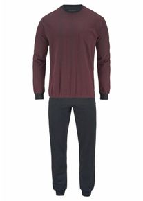 Schiesser, Herren Pyjama lang, Anthrazit / Kirschrot