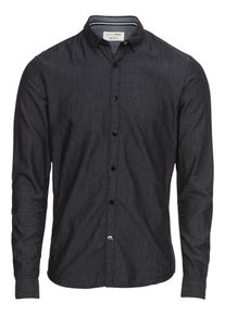 Tom Tailor Denim, Herren Hemd 'fitted twill shirt', Schwarz