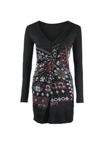 Desigual, Damen Jerseykleid, Weinrot / Schwarz / Weiß