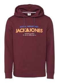 Jack & Jones JACK & JONES, Herren Hoodie 'JCOJACOB SWEAT HOOD', Weinrot / Wei&szlig;