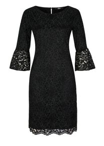 s.Oliver BLACK LABEL, Damen Edles Kleid mit floraler Spitze, Schwarz