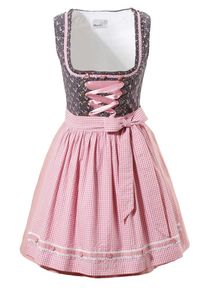 Marjo, Damen Dirndl kurz mit Glitzersteinchen, Basaltgrau / Rosa