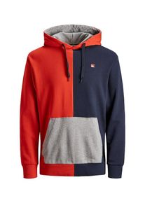 Jack & Jones JACK & JONES, Herren Hoodie, Navy / Graumeliert / Feuerrot