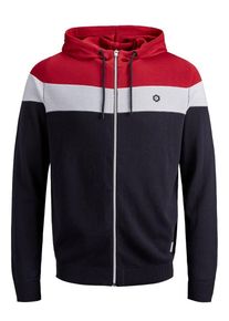 Jack & Jones JACK & JONES, Herren Strickjacke, Nachtblau / Rot / Wei&szlig;