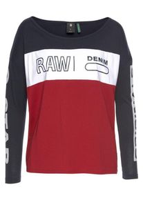 G-Star Raw, Damen Shirt 'Bilbi art loose r t wmn l/s', Nachtblau / Rot / Weiß