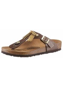 Birkenstock, Damen Zehentrenner 'GIZEH FRINGE' Schmal, Braun