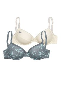 Petite Fleur, Damen Bügel-BH, Creme / Dunkelgrün