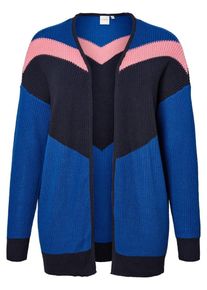 JUNAROSE, Damen Strickjacke, Blau / Nachtblau / Rosa