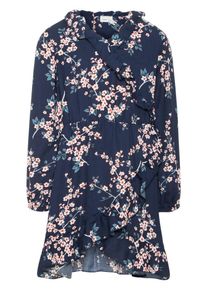 name it, Mädchen Bluprint Wickel Kleid, Dunkelblau / Rosa