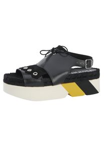 Heine, Damen Sandalette, Gelb / Schwarz / Weiß