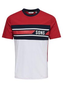 Only & Sons Only & Sons, Herren T-Shirt 'DENNY SS TEE REG', Rot / Schwarz / Wei&szlig;