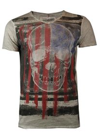 Trueprodigy, Herren T-Shirt 'United Skulls', Hellblau / Grau / Rot / Schwarz