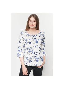 Fransa, Damen Bluse, Blau / Taupe / Wei&szlig;