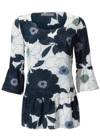 Heine, Damen Druckbluse, Kobaltblau / Weiß