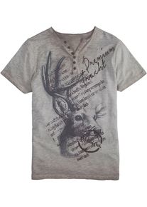 Marjo, Herren Trachtenshirt mit Printdetails, Grau