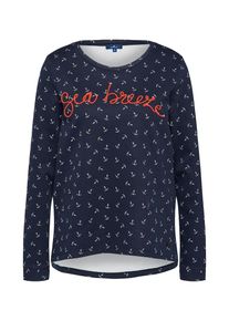 Tom Tailor, Damen Pullover 'print sweatshirt', Navy / Hellrot / Weiß