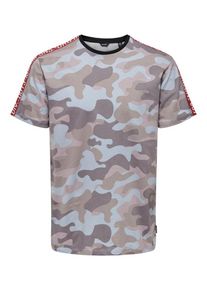 Only & Sons Only & Sons, Herren T-Shirt, Hellblau / Schoko / Rot