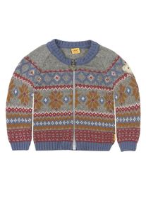 Steiff Collection, Strickjacke Jungen Baby, , Rauchblau / Goldgelb / Graumeliert / Rot / Wei&szlig;