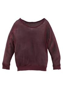 Buffalo, M&auml;dchen Pullover in Lochstrickoptik, Weinrot