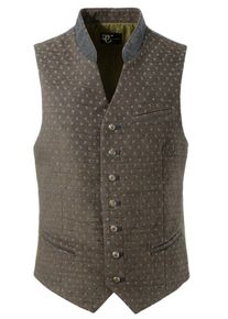 Turi Landhaus, Herren Trachtengilet mit besticktem Stehkragen, Braun / Grau