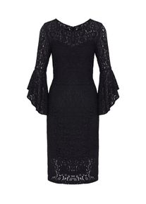 Apart, Damen Spitzenkleid mit formgebenden Abnähern, Schwarz