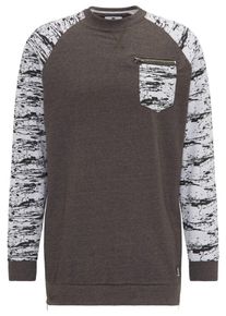 TUFFSKULL, Herren Pullover, Grau / Taupe / Wei&szlig;