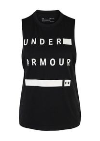 Under Armour, Damen Sportshirt 'Linear Wordmark', Schwarz / Weiß