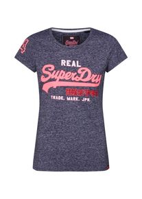 Superdry, Damen Shirt 'VINTAGE LOGO GLITTER CRACK ENTRY TEE', Blue Denim / Pink / Rot / Weiß