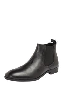 Pier One, Herren Chelsea-Stiefelette aus Leder, Schwarz