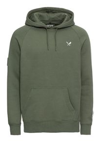 Distortedpeople, Herren Sweatshirts 'DNA Patched Raglan Hoodie', Khaki / Wei&szlig;