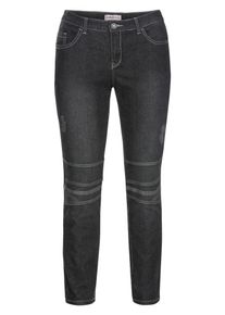 sheego Denim, Damen Schmale Stretch-Jeans „Kira” im Used-Look, Black Denim