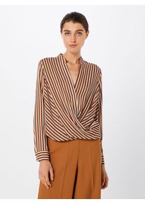 New Look, Damen Blusen '02.03 WW LACEY STRIPE GRANDAD WRAP SHL P26', Braun / Weiß