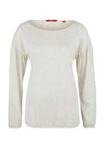 s.Oliver RED LABEL, Damen Flammgarnshirt mit Kräuselfalten, Hellgrau