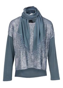 Heine, Damen Shirt, Taubenblau / Hellgrau