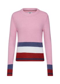 Tommy Jeans, Damen Pullover 'TJW REGULAR STRIPE SWEATER', Navy / Rosa / Rot