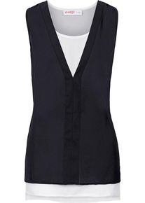 sheego Class, Damen Blusentop, Schwarz / Wei&szlig;