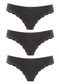Lascana, Damen Brasilslips (3 Stck.), Schwarz