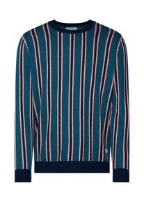 Jack & Jones JACK & JONES, Herren Pullover 'VERTICAL CREW NECK', Nachtblau / Petrol / Rosa