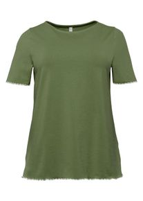 sheego Casual, Damen T-Shirt, Khaki / Weiß